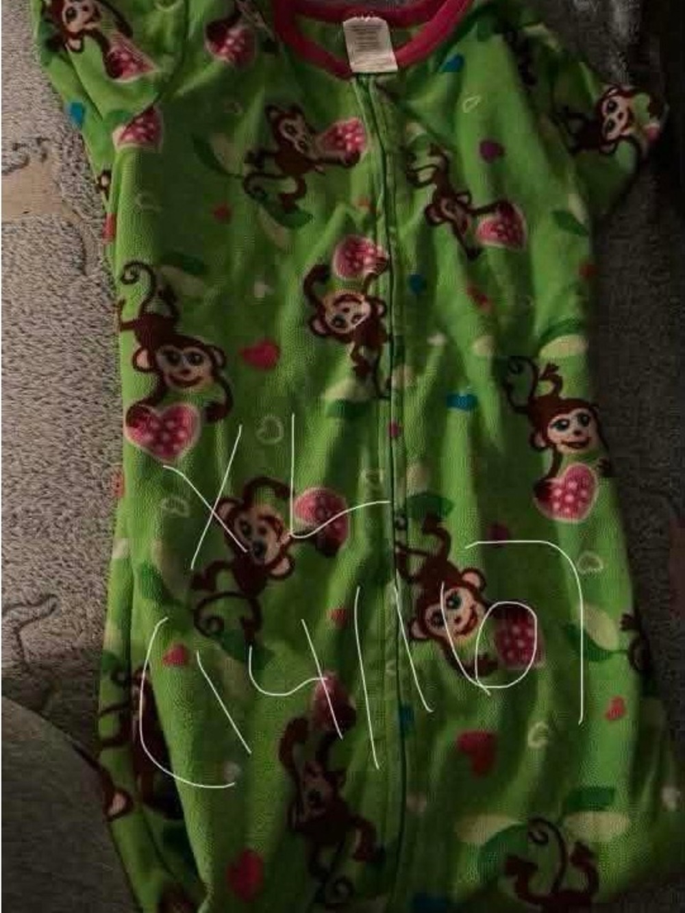 Green Monkey Print Kids Pajama Onesie